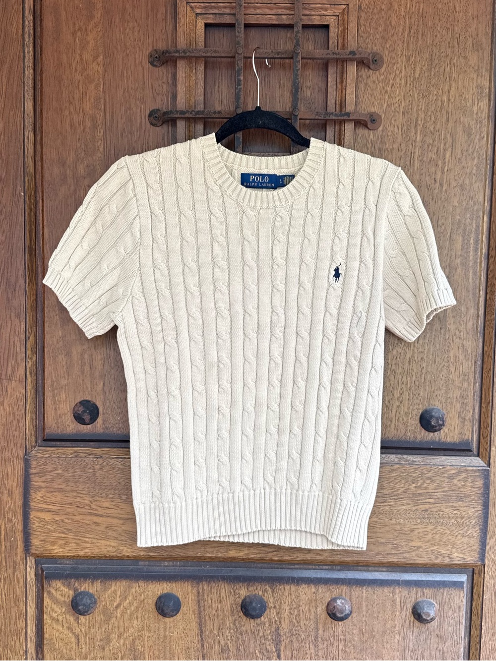Polo by Ralph Lauren Beige Cable-Knit Short Sleeve Sweater Size L